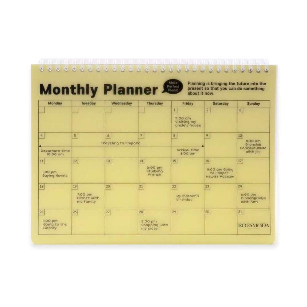 สมุดแพลนเนอร์ แบบตั้งโต๊ะ ROPAMODA รุ่น MONTH DESK PLANNER 85025 ขนาด 23.7 X 23.1 ซม. สีเหลือง