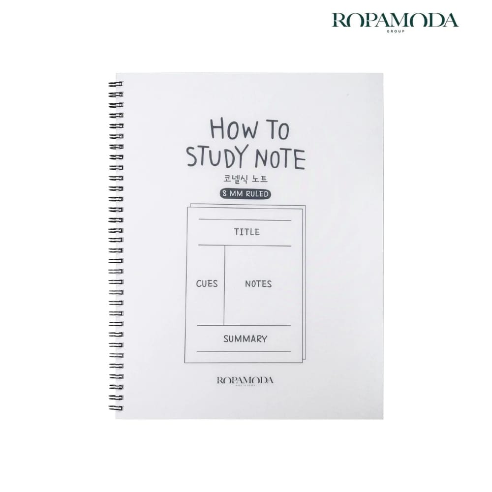 สมุดโน้ตจดเลคเชอร์ CORNELL ROPAMODA รุ่น HOW TO STUDY NOTE 16042 ขนาด 19.5X26.2 ซม. สีขาว