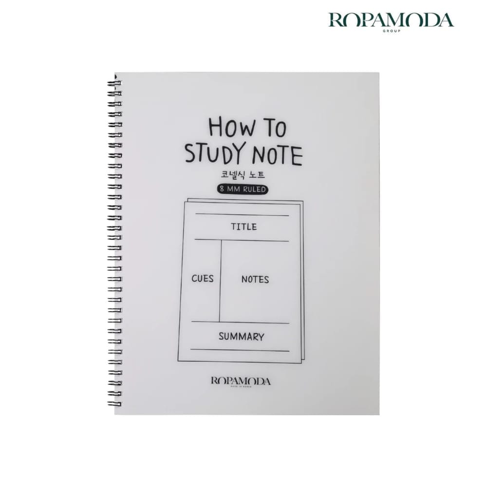 สมุดโน้ตจดเลคเชอร์ CORNELL ROPAMODA รุ่น HOW TO STUDY NOTE 16042 ขนาด 19.5X26.2 ซม. สีเทา