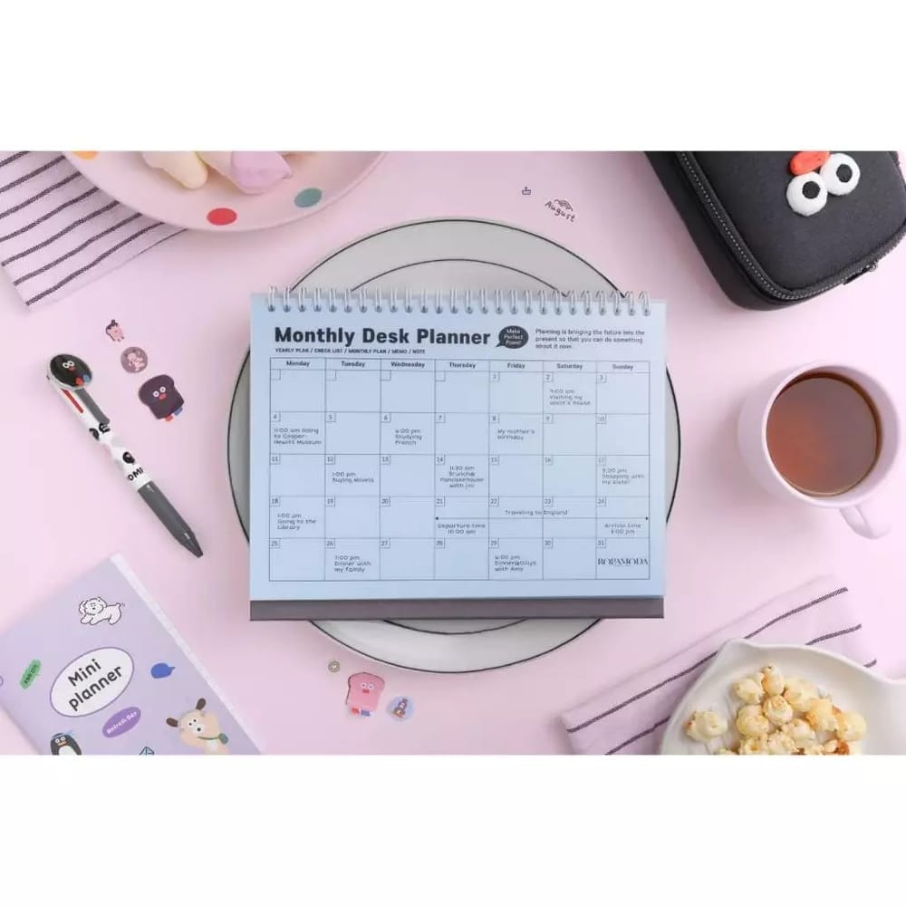 สมุดแพลนเนอร์ แบบตั้งโต๊ะ ROPAMODA รุ่น MONTH DESK PLANNER 85025 ขนาด 23.7 X 23.1 ซม. สีฟ้า