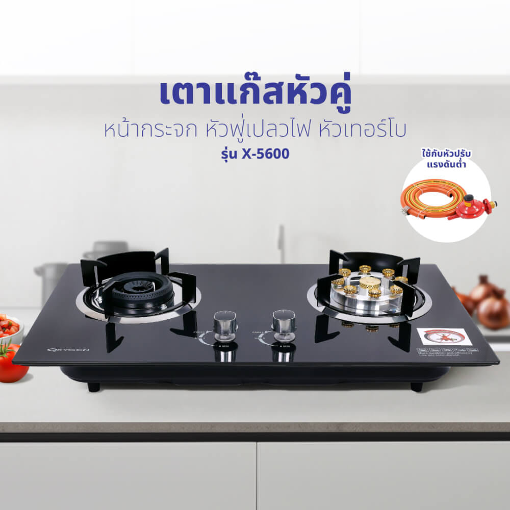 ชุดเซต เครื่องดูดควัน + เตาฝังแก๊ส 2 หัว KASHIWA PSD-309H+ X-5600 _5
