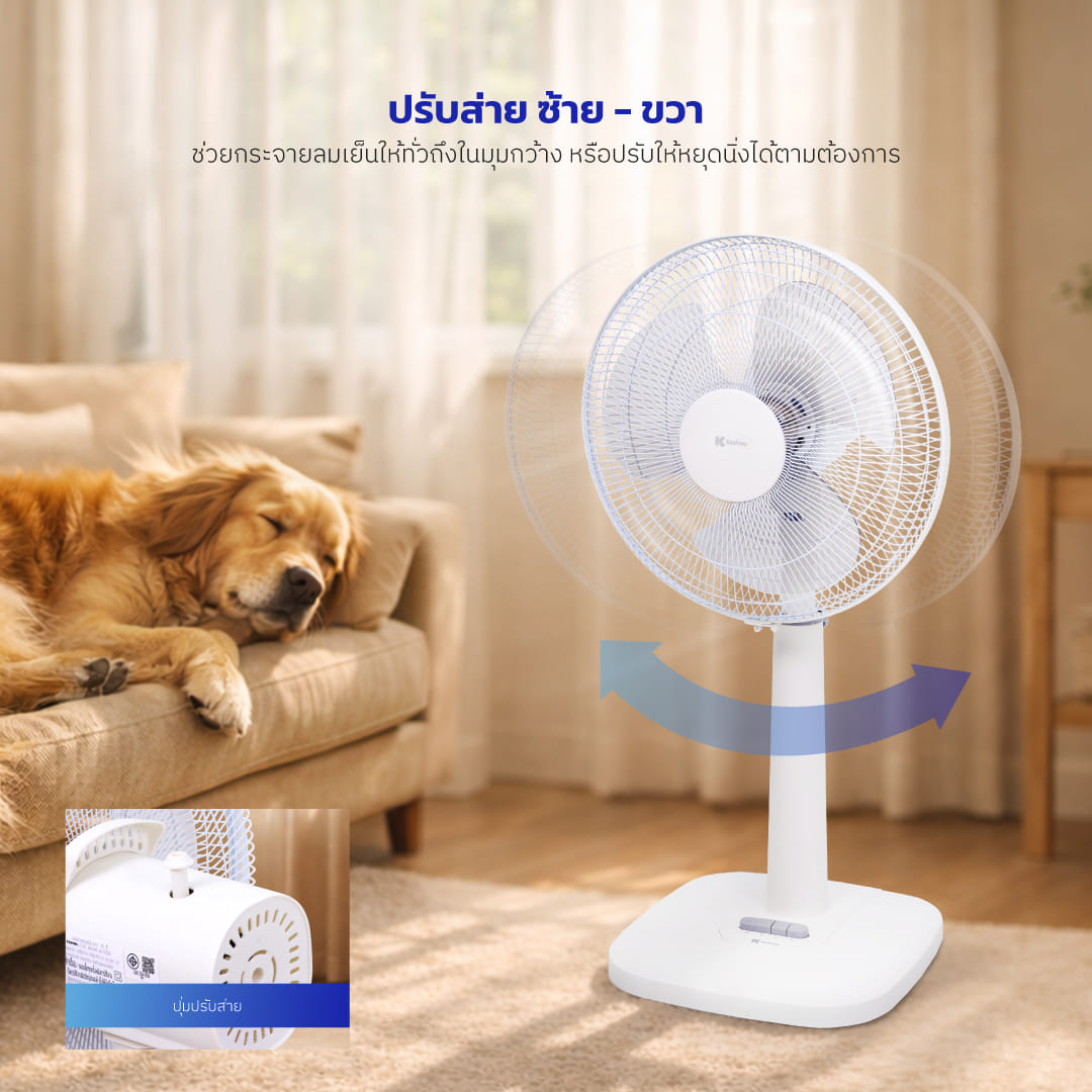พัดลมตั้งพื้น KASHIWA รุ่น FS-2202 ขนาด 16 นิ้ว สีขาว