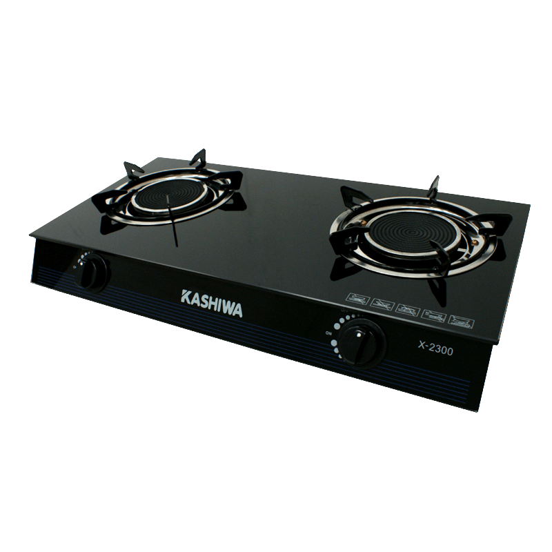 ชุดเซต เครื่องดูดควัน + เตาแก๊ส 2หัว KASHIWA PSD-203D + X-2300 +สายปรับแรงดันต่ำ_6