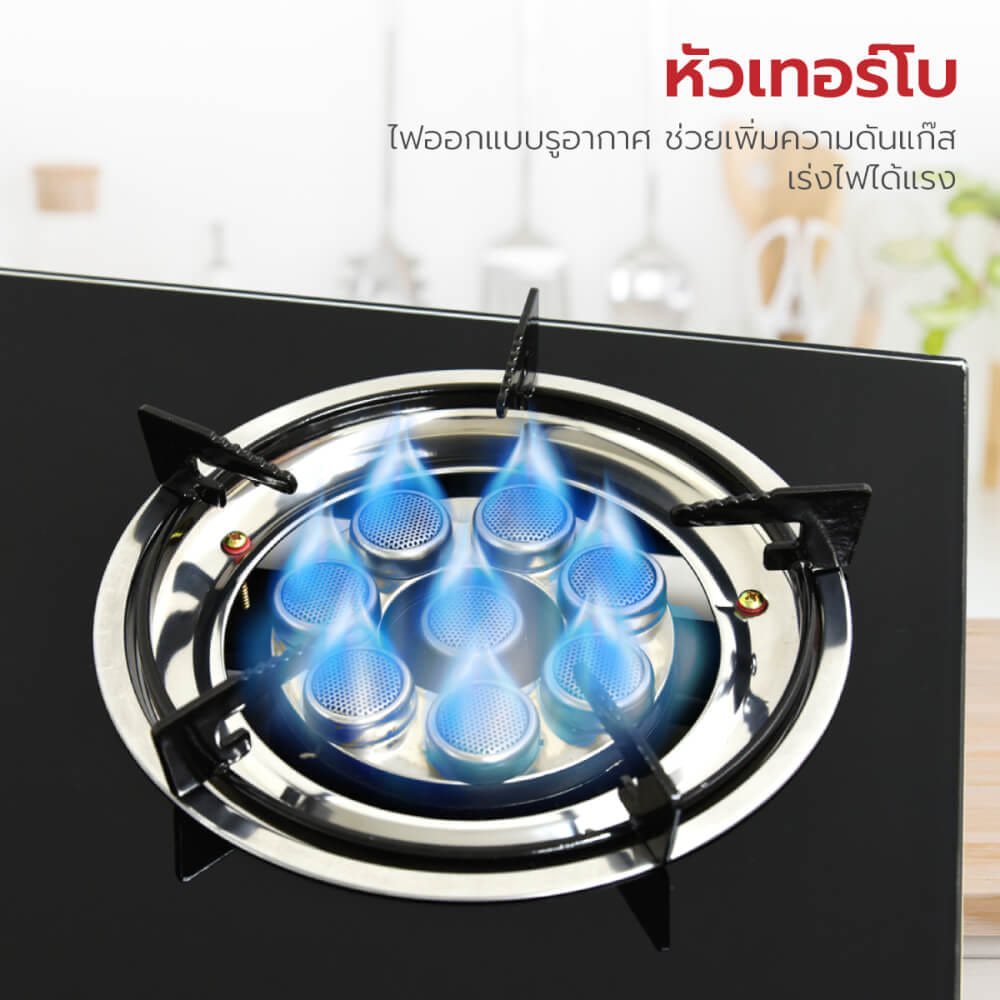 ชุดเซต เครื่องดูดควัน + เตาแก๊ส 2หัว KASHIWA PSD-204D + X-2500 +สายปรับแรงดันต่ำ_8