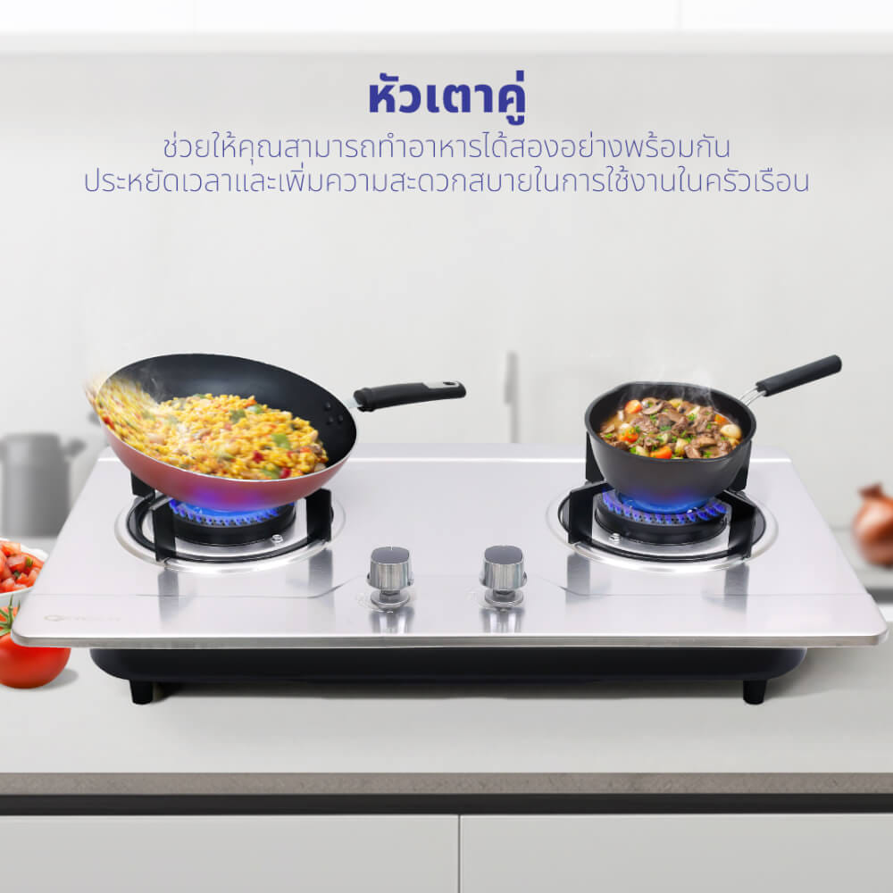 ชุดเซต เครื่องดูดควัน + เตาแก๊สฝัง 2 หัว KASHIWA PSD-203D + Q-5001 +สายปรับแรงดันต่ำ_9