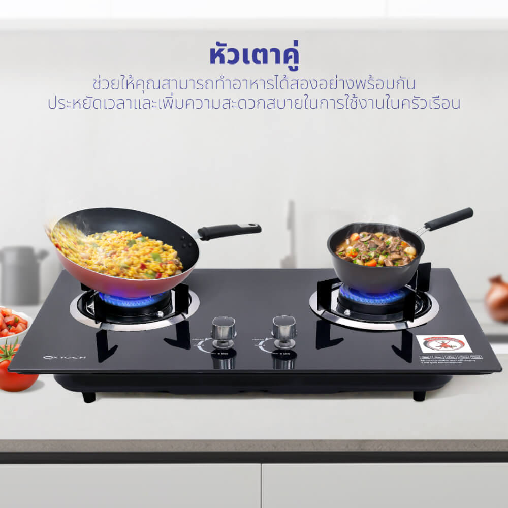 ชุดเซต เครื่องดูดควัน + เตาแก๊สฝัง 2 หัว KASHIWA PSD-203D + X-5100 _9
