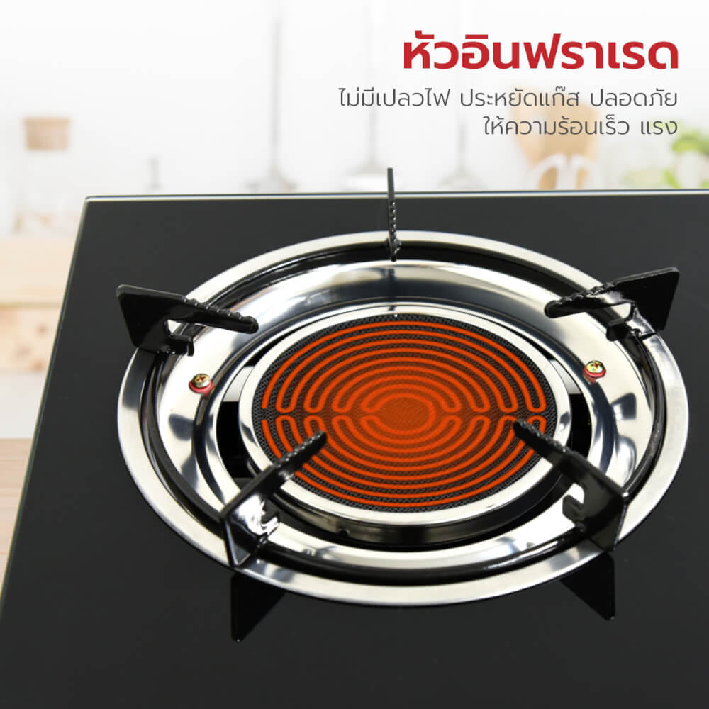 ชุดเซต เครื่องดูดควัน + เตาแก๊ส 2หัว KASHIWA PSD-203D + X-2500 +สายปรับแรงดันต่ำ_9