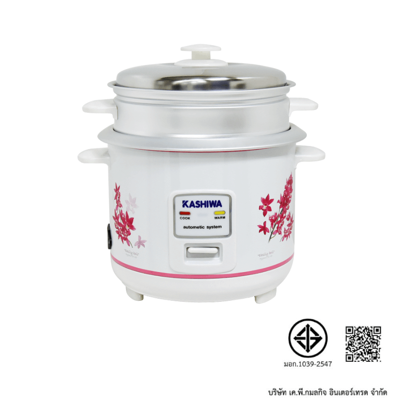 หม้อหุงข้าว KASHIWA รุ่น RC-114 ขนาด 1 ลิตร สีขาว/แดง_5