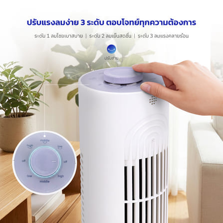 พัดลมทาวเวอร์ตั้งพื้น KASHIWA รุ่น FS-1611 สีขาว_4