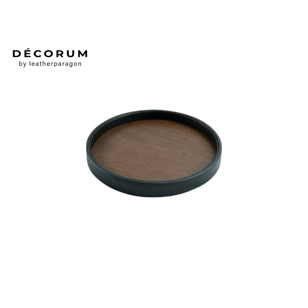 ถาดหนังกลมไม้ Decorum 31x31x2.5 cm สีดำ_2