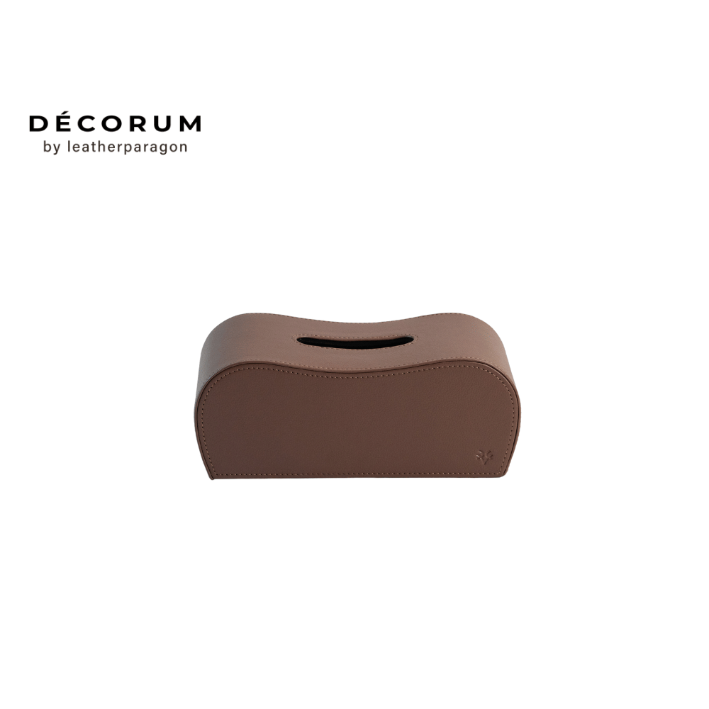 กล่องหนังใส่ทิชชู่ กล่องหลังหยัก Decorum 26x12x13 cm สีแทน_2