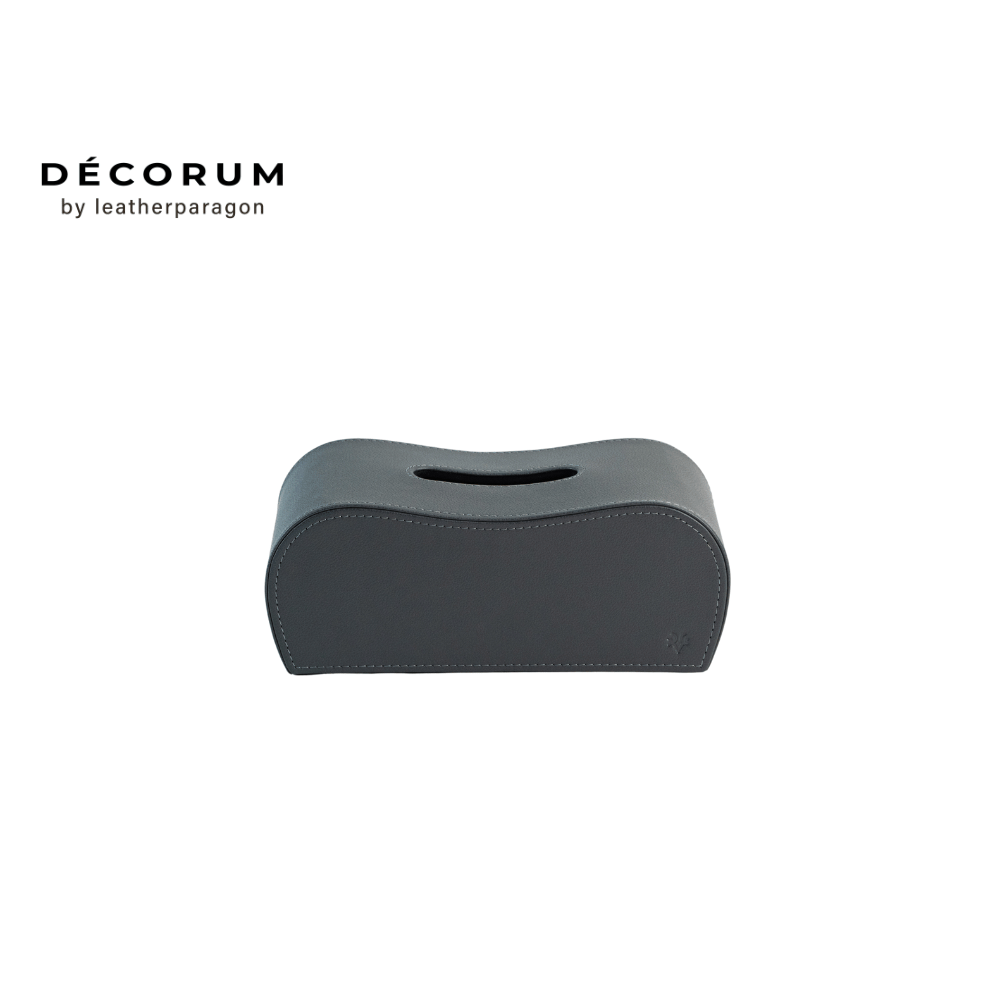 กล่องหนังใส่ทิชชู่ กล่องหลังหยัก Decorum 26x12x13 cm สีเทา_2