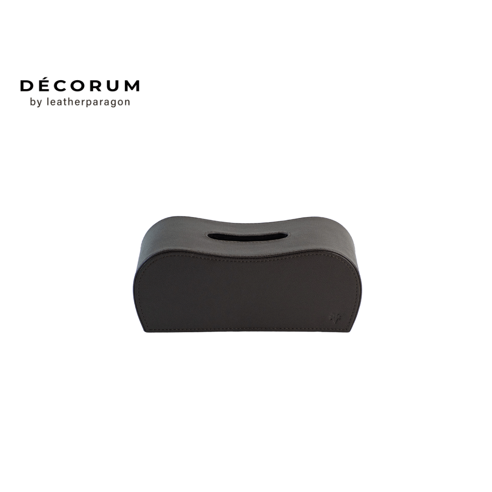 กล่องหนังใส่ทิชชู่ กล่องหลังหยัก Decorum 26x12x13 cm สีน้ำตาล_2