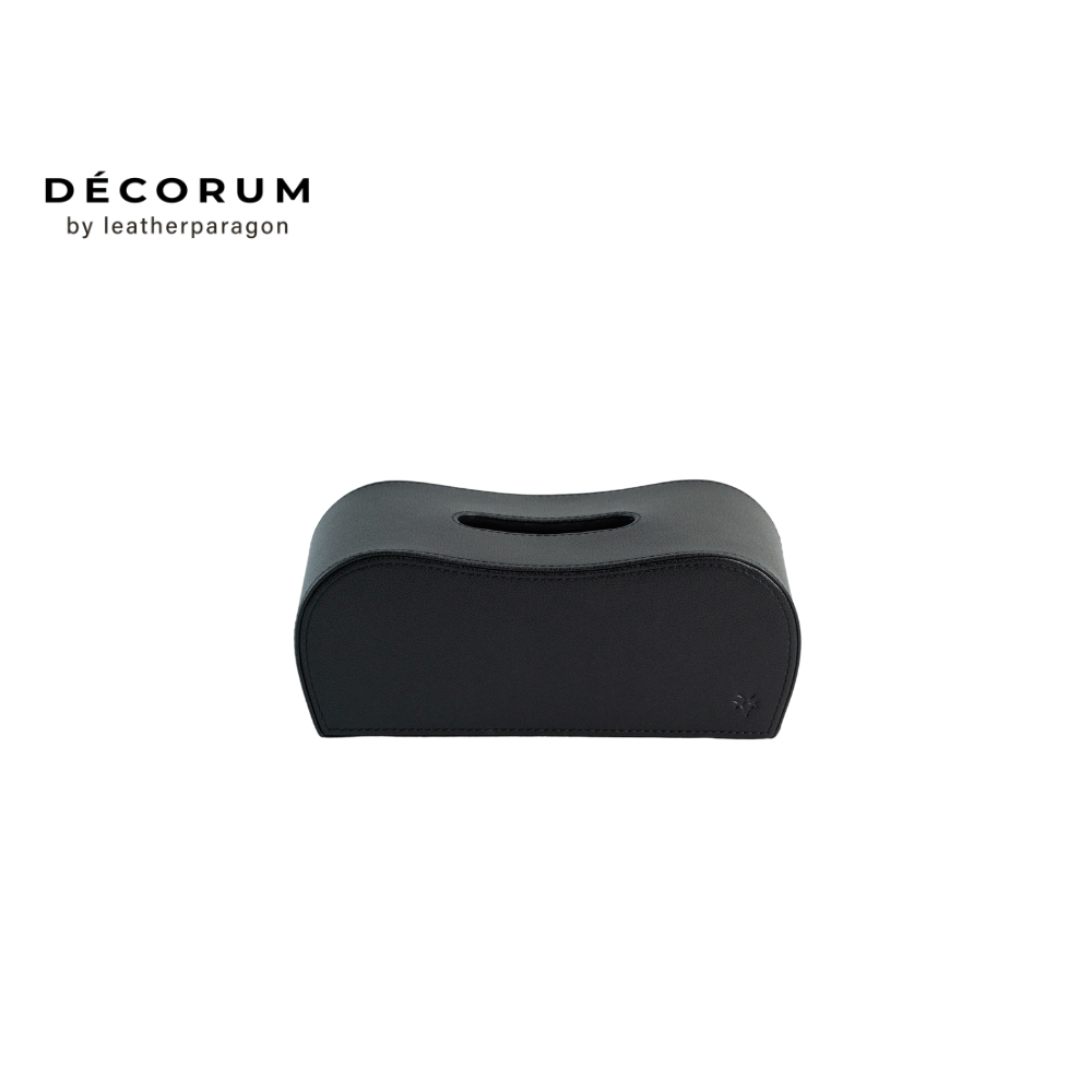 กล่องหนังใส่ทิชชู่ กล่องหลังหยัก Decorum 26x12x13 cm สีดำ_2