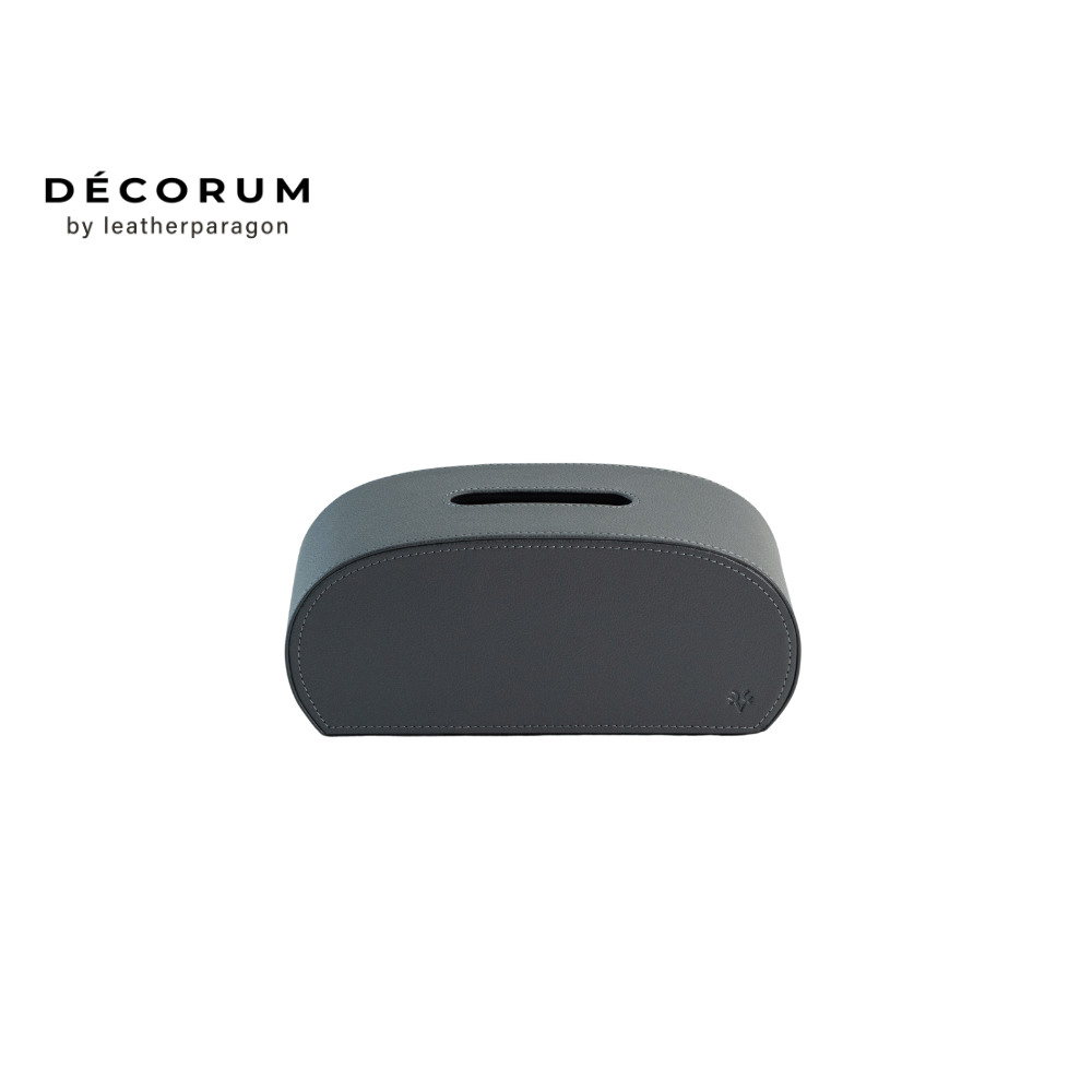 กล่องหนังใส่ทิชชู่ทรงโค้ง Decorum 26x12x13 cm สีเทา_2