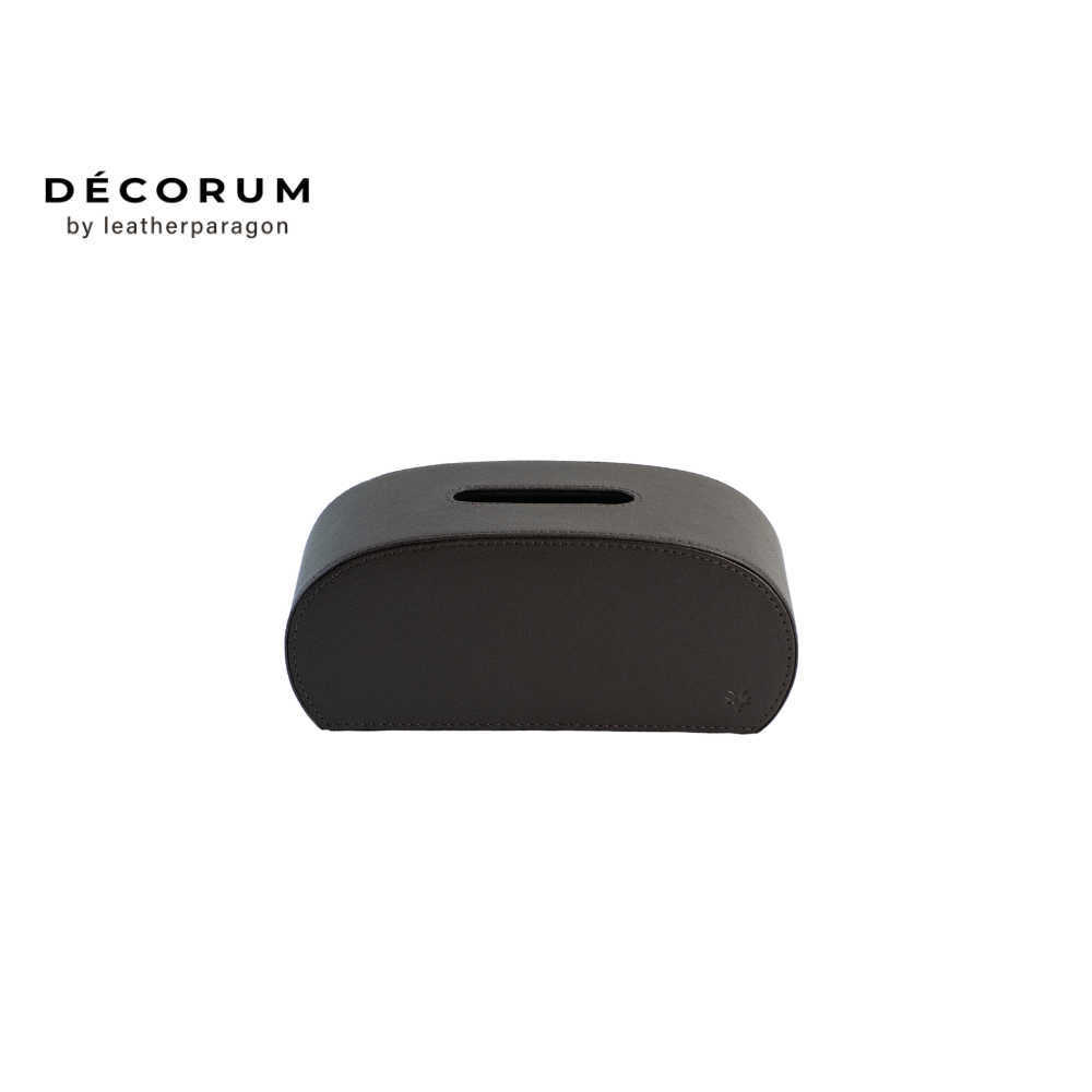 กล่องหนังใส่ทิชชู่ทรงโค้ง Decorum 26x12x13 cm สีน้ำตาล_2