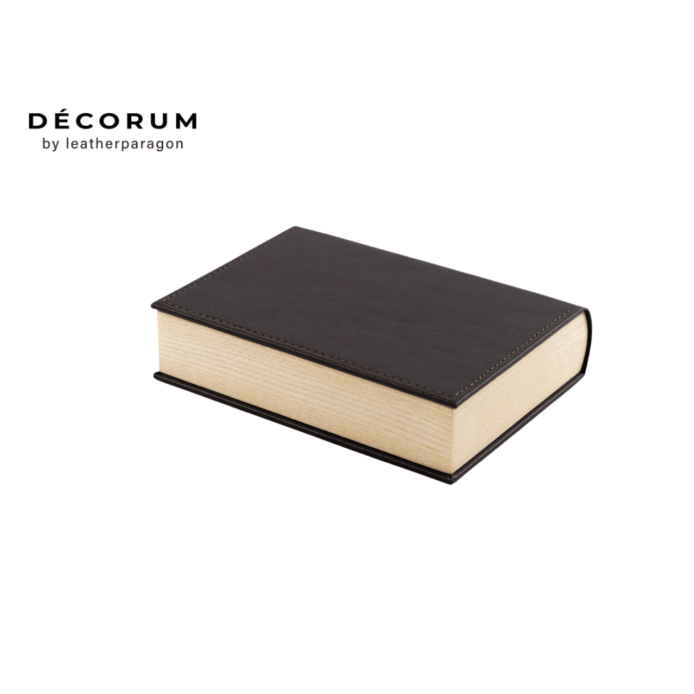 กล่องหนังเก็บของทรงหนังสือ Decorum 15x20x5.5 cm สีน้ำตาล_2