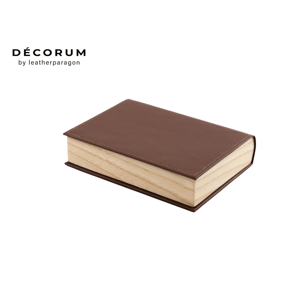กล่องหนังเก็บของทรงหนังสือ Decorum 15x20x5.5 cm สีแทน_2