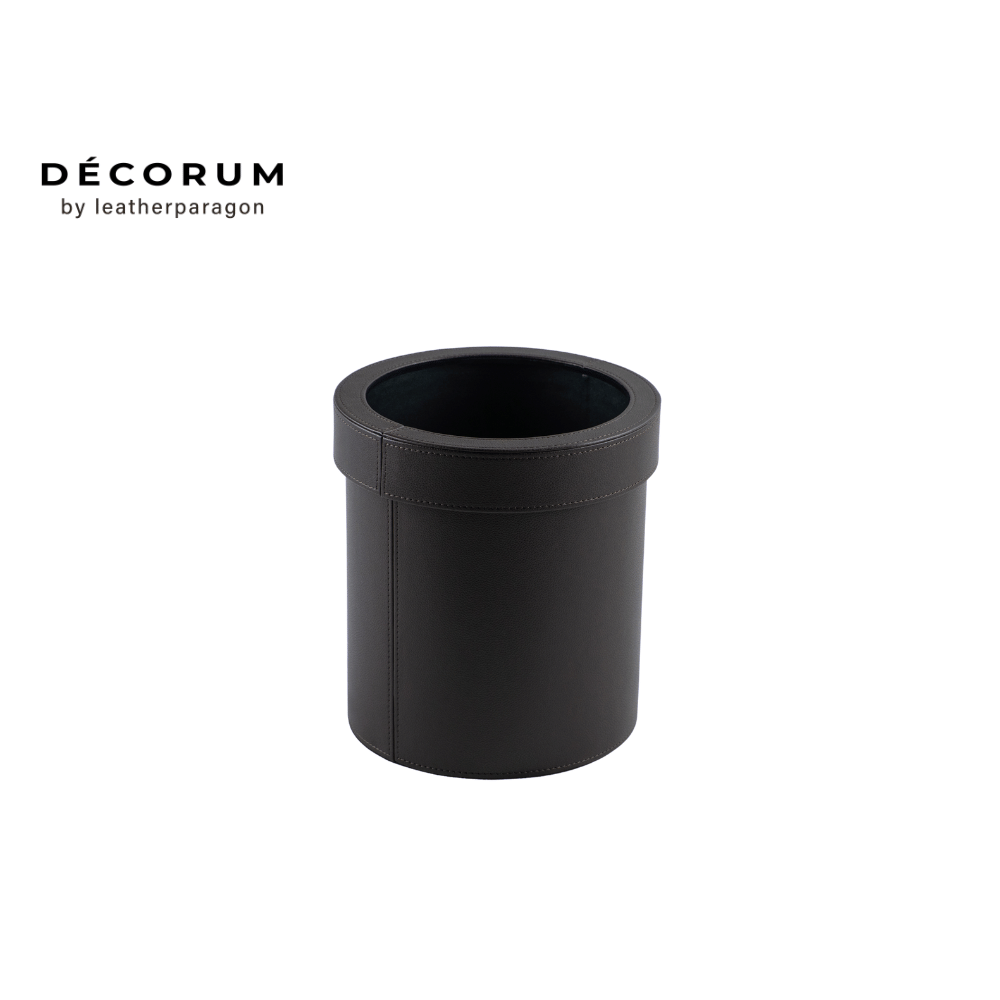 ถังผงกลมมีฝา Decorum 23x23x27.5 cm สีน้ำตาล