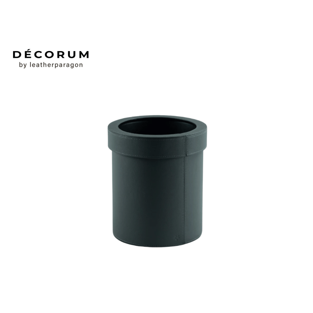 ถังผงกลมมีฝา Decorum 23x23x27.5 cm สีเทา