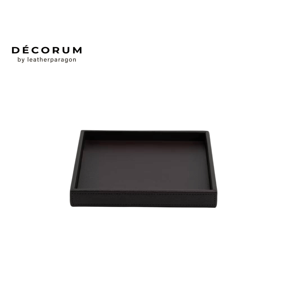 ถาดหนัง ใส่ของ Decorum 20x24x4 cm สีน้ำตาล