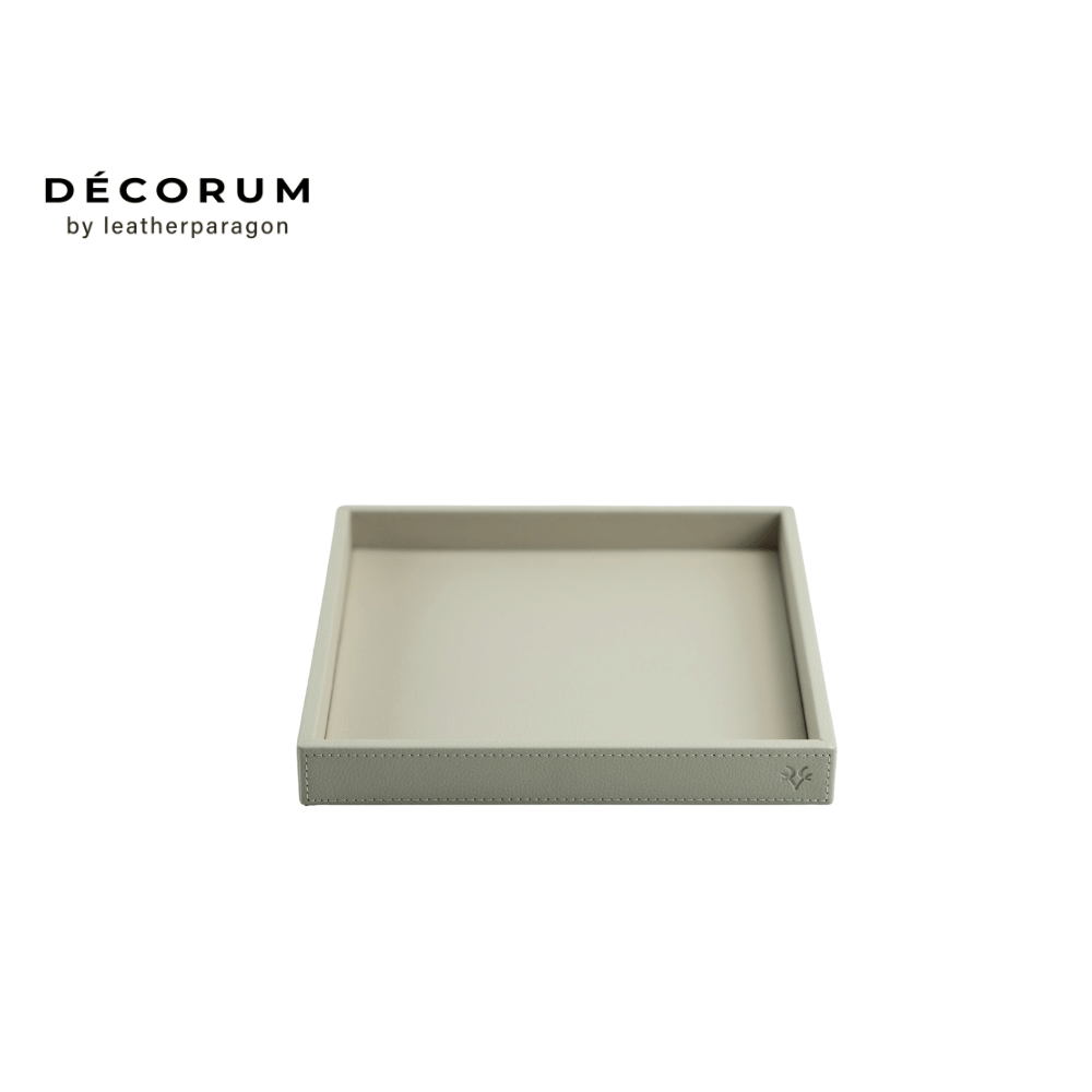 ถาดหนัง ใส่ของ Decorum 20x24x4 cm สีครีม