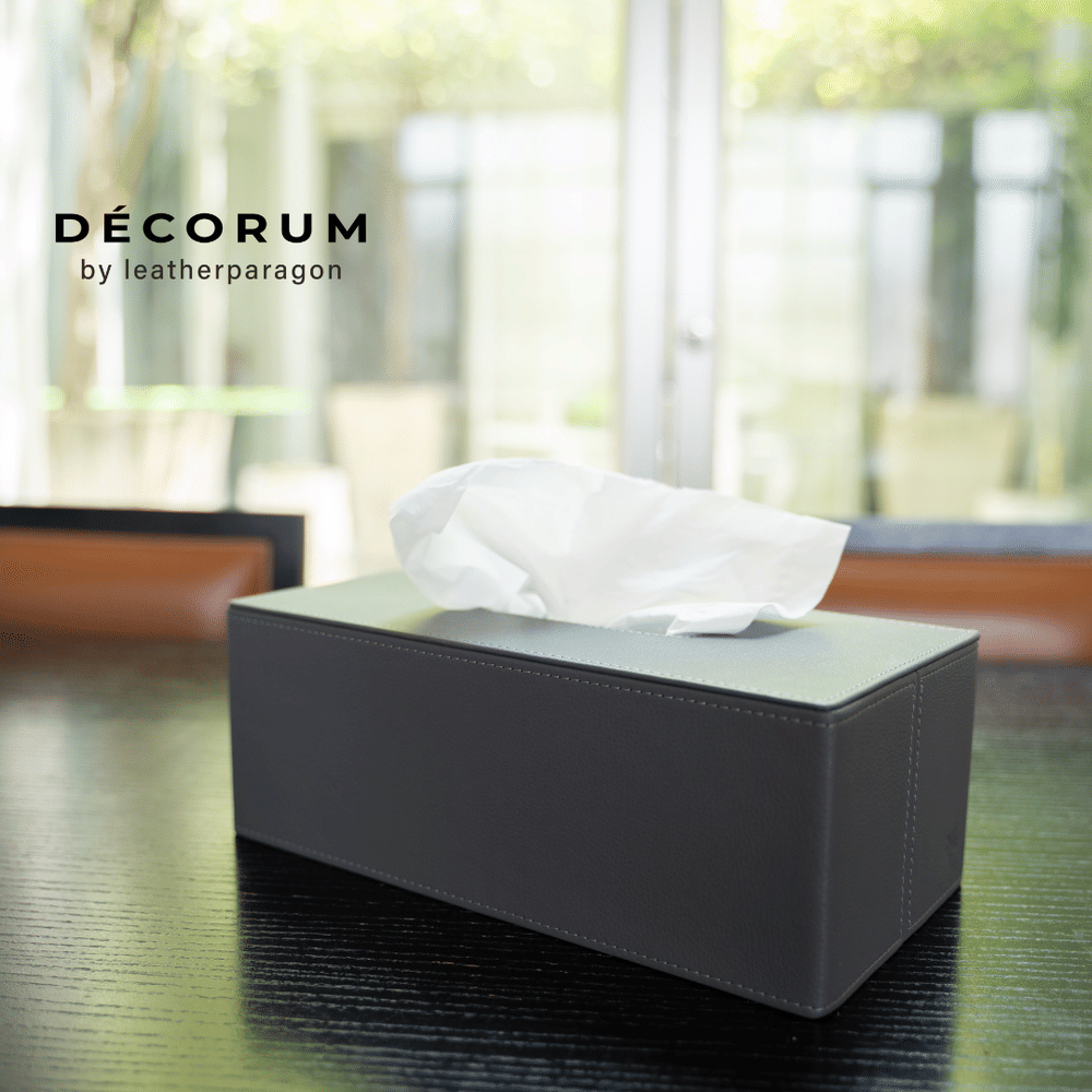 กล่องหนังใส่ทิชชู่ Decorum 28.5x14x10 cm สีเทา