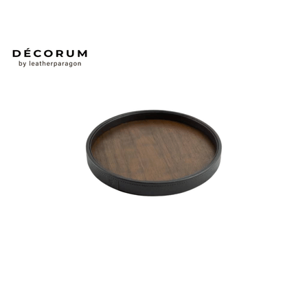 ถาดหนังกลมไม้ Decorum 31x31x2.5 cm สีน้ำตาล_0