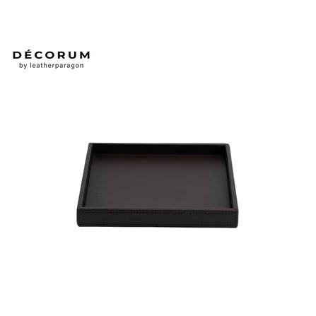 ถาดหนังสี่เหลี่ยม Decorum 24x24x3 cm สีน้ำตาล_0