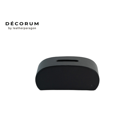 กล่องหนังใส่ทิชชู่ทรงโค้ง Decorum 26x12x13 cm สีดำ_0