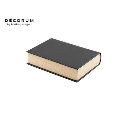 กล่องหนังเก็บของทรงหนังสือ Decorum 15x20x5.5 cm สีเทา_0