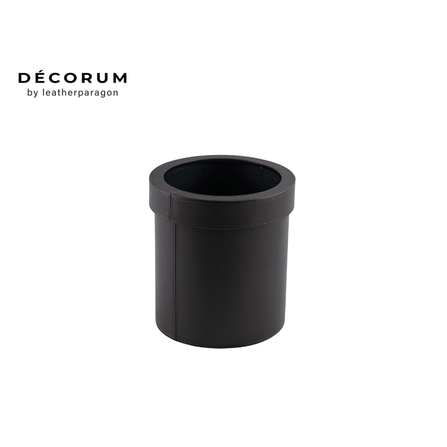ถังผงกลมมีฝา Decorum 23x23x27.5 cm สีน้ำตาล_0