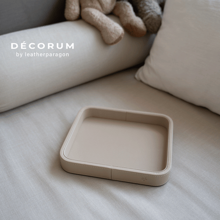 ถาดหนัง ใส่ของ เครื่องประดับ DECORUM 20X24X4 CM สีครีม_1