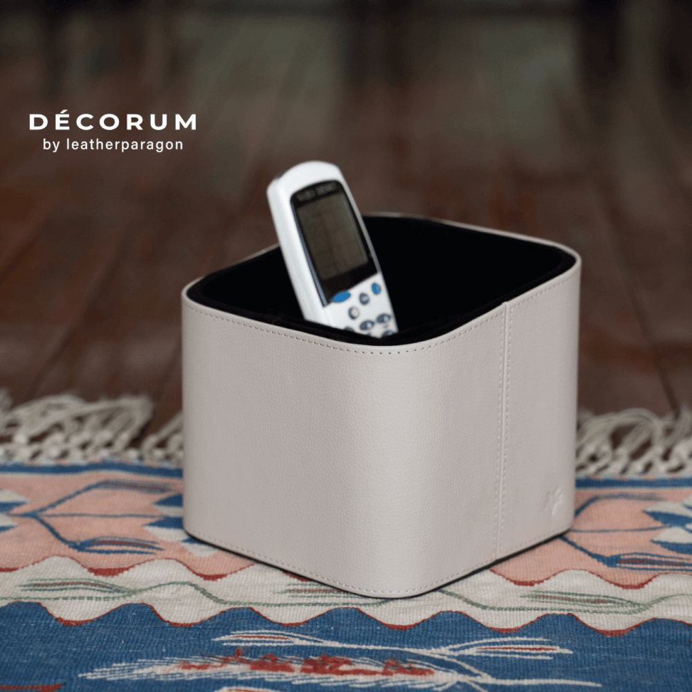 ที่วางรีโมตหนัง Decorum 18x18x14.5 cm สีครีม_1