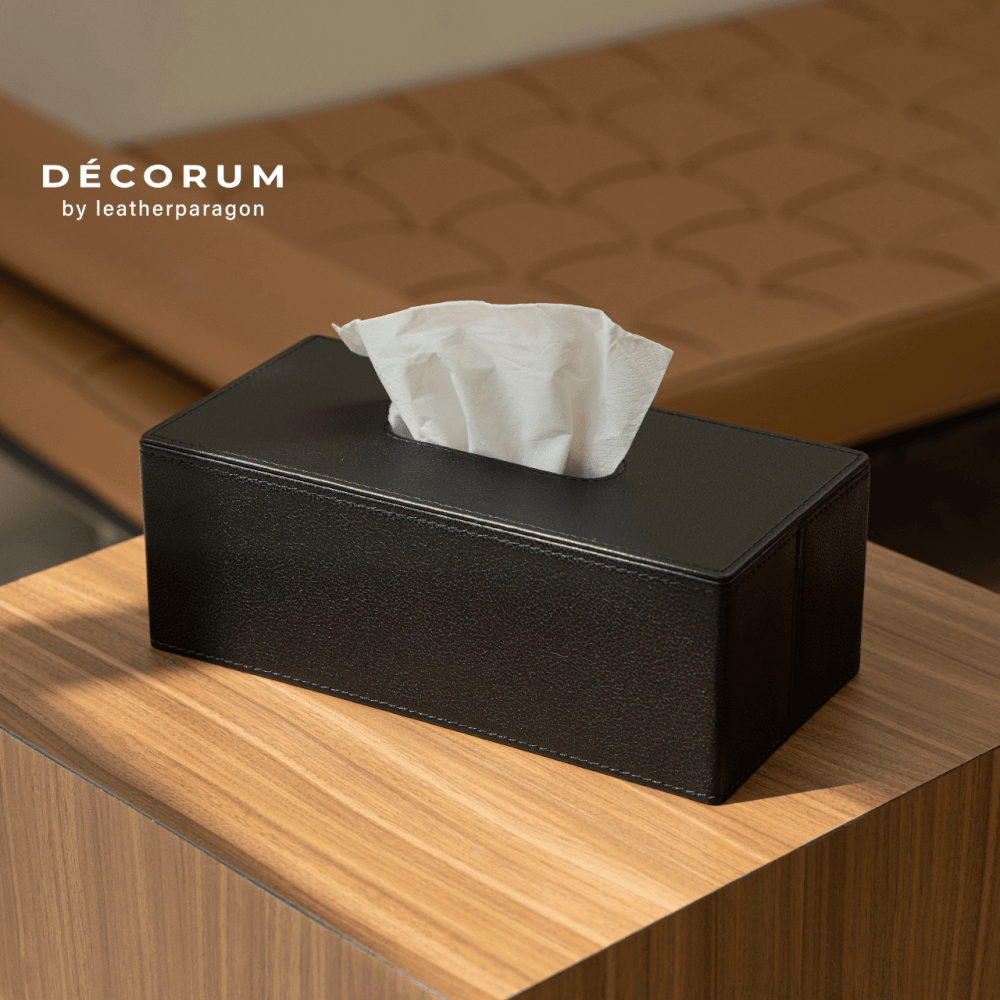 กล่องหนังใส่ทิชชู่ Decorum 28.5x14x10 cm สีน้ำตาล_1