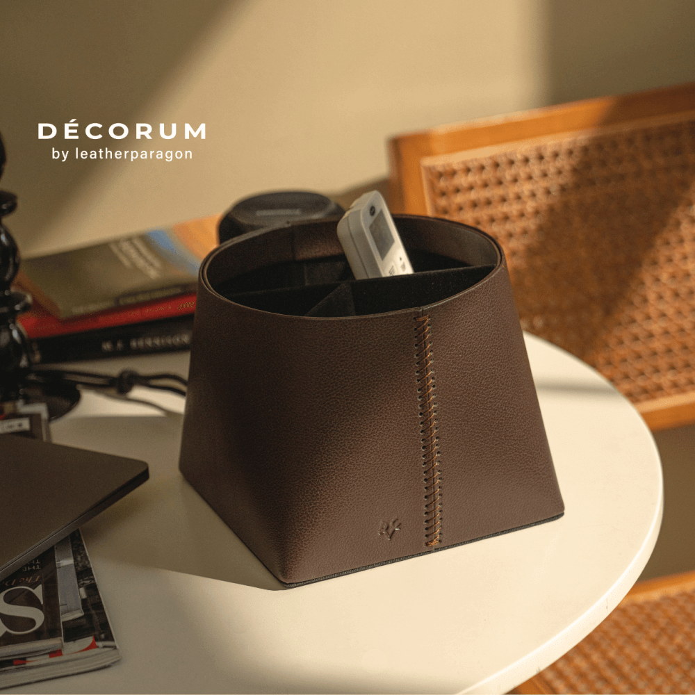 ที่วางรีโมตหนัง Decorum 18x18x14.5 cm สีน้ำตาล_1