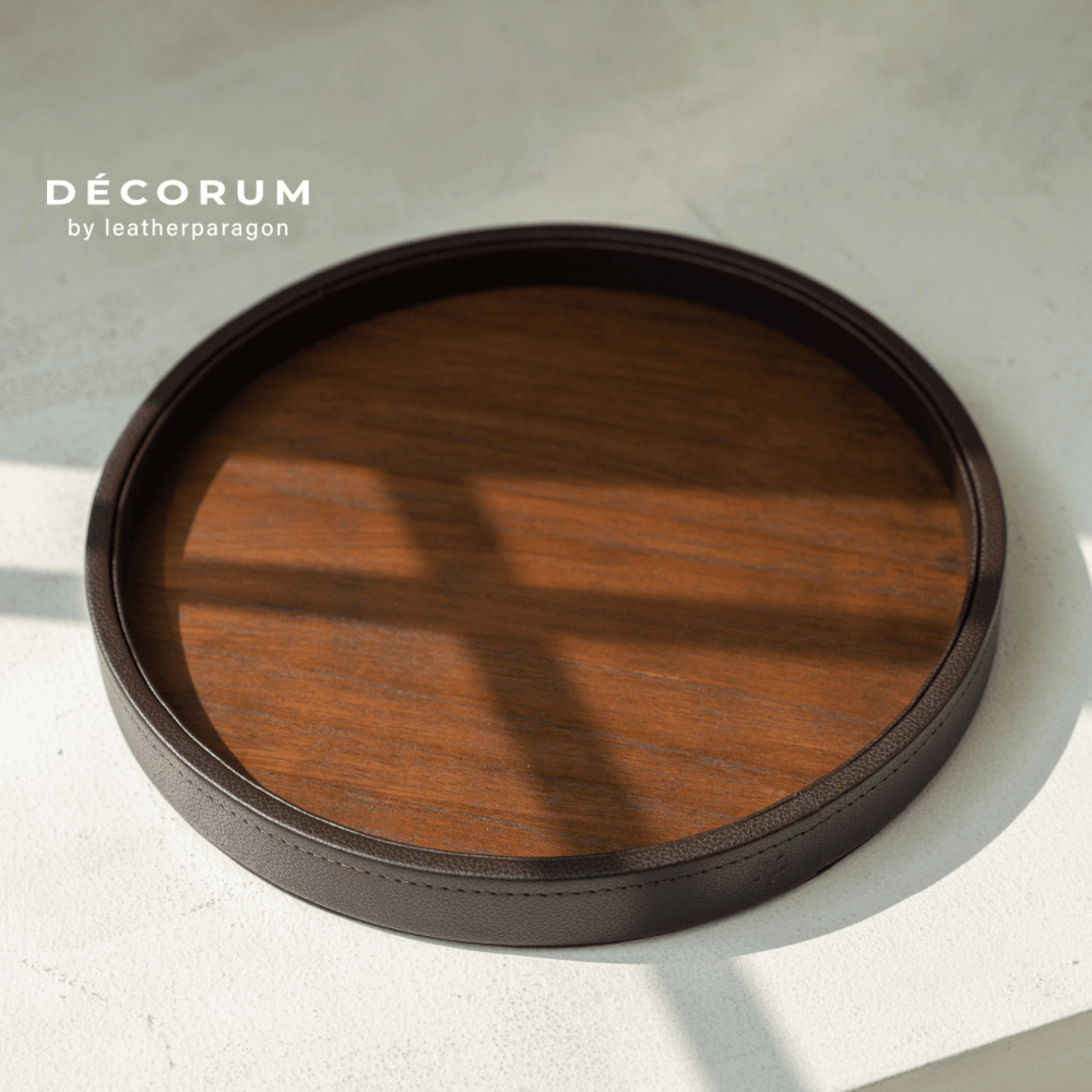 ถาดหนังกลมไม้ Decorum 31x31x2.5 cm สีดำ_1