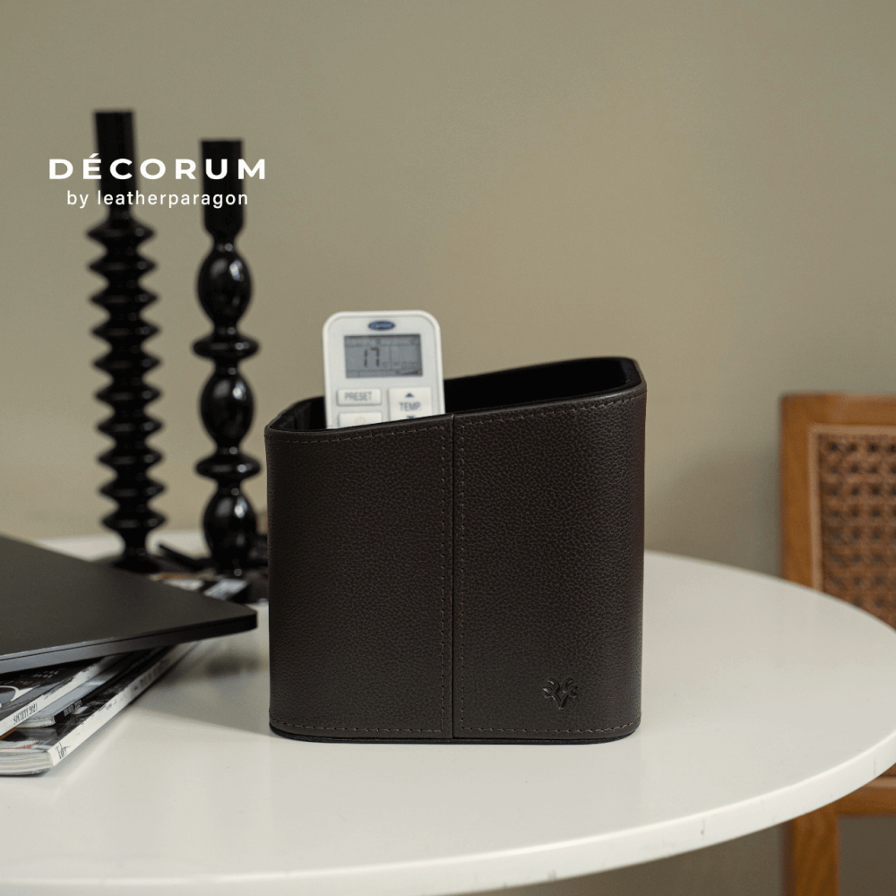 ที่วางรีโมตหนัง Decorum 16x16x15 cm สีน้ำตาล_1