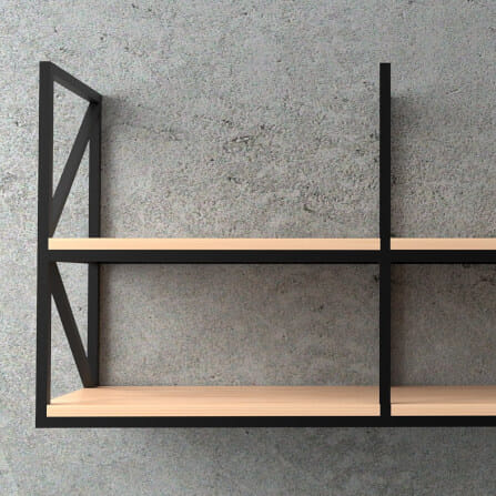 ชั้นวางของไม้ยางพาราแบบติดผนัง สไตล์ลอฟท์ Monster Steel รุ่น JZN011 ขนาด 120*30*60 cm._3