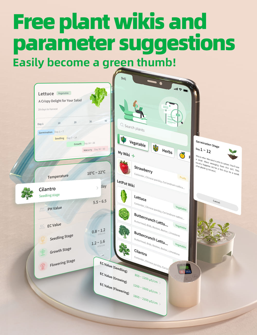 เครื่องวัด EC อัจฉริยะ LetPot EC Meter (ควบคุมผ่าน smart mobile app)