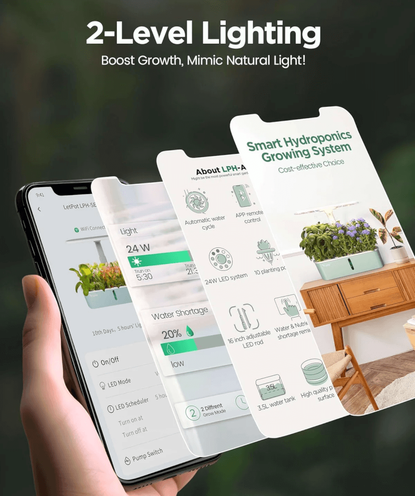 เครื่องปลูกระบบไฮโดรโปนิกส์อัตโนมัติ 10 ช่อง LetPot AIR (ควบคุมผ่าน smart mobile app)_7