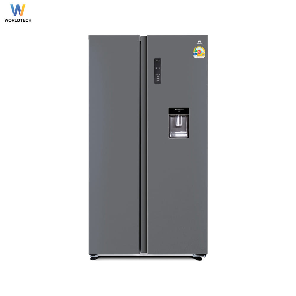 ตู้เย็น SIDE BY SIDE WORLDTECH รุ่น WT-MRF-560W_SIL ขนาด 18.6 คิว ความจุ 525 ลิตร สีเงิน