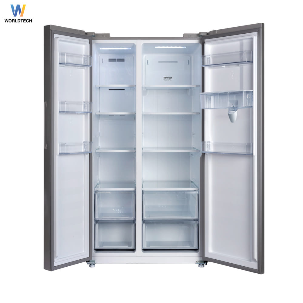 ตู้เย็น SIDE BY SIDE WORLDTECH รุ่น WT-MRF-560W_SIL ขนาด 18.6 คิว ความจุ 525 ลิตร สีเงิน