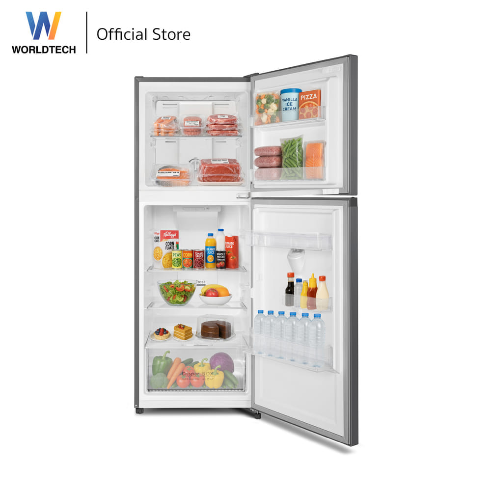 ตู้เย็น 2 ประตู WORLDTECH รุ่น WT-MRF-225W_SIL ขนาด 7.1 คิว ความจุ 202 ลิตร สีเงิน