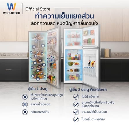 ตู้เย็น 2 ประตู WORLDTECH รุ่น WT-MRF-225W_SIL ขนาด 7.1 คิว ความจุ 202 ลิตร สีเงิน_4