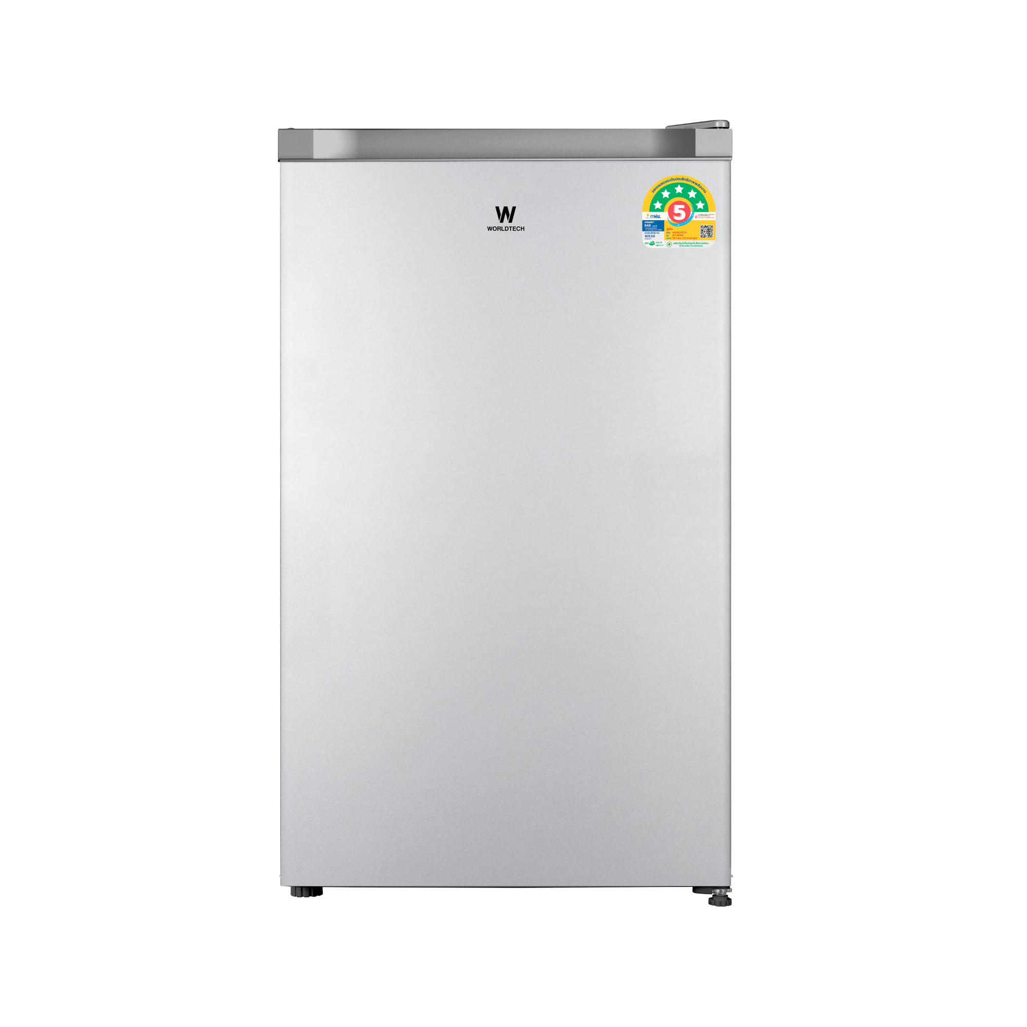 ตู้เย็น 1 ประตู WORLDTECH รุ่น WT-RF101 ขนาด 3.3 คิว ความจุ 92 ลิตร (สีเงิน)  