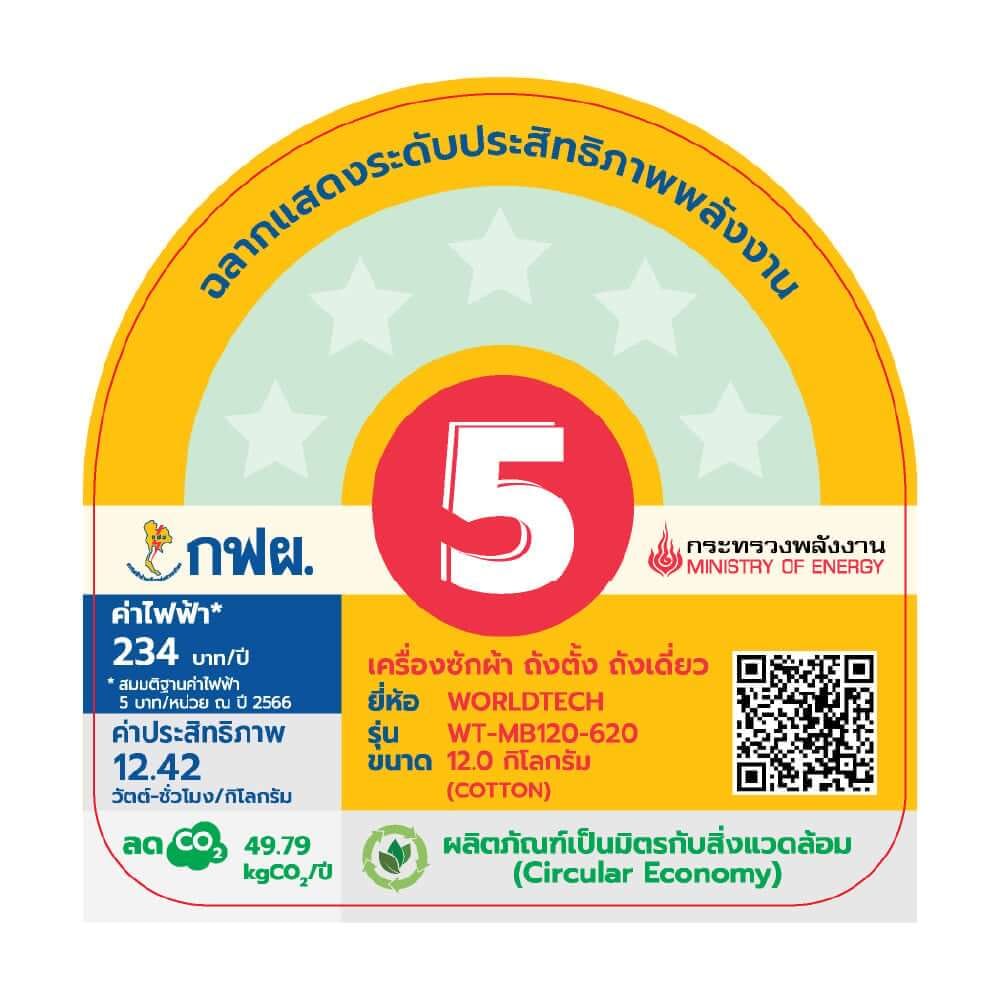 เครื่องซักผ้าฝาบน WORLDTECH รุ่น WT-MB120-620 ขนาด 12KG. สีเทา-ดำ_6