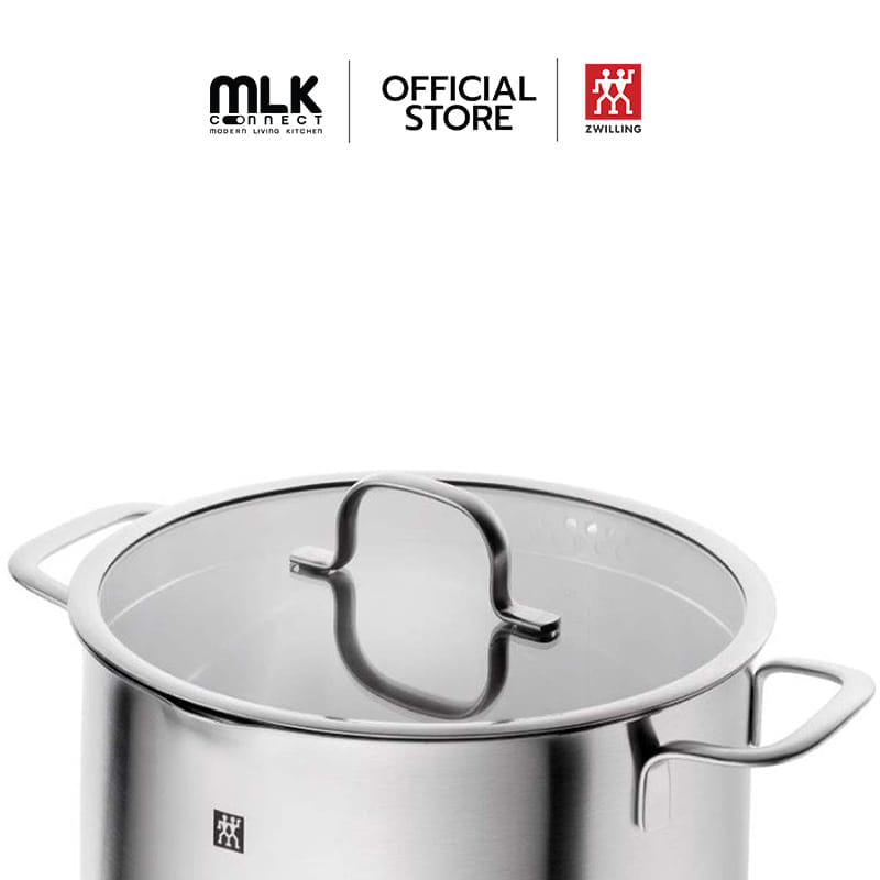 หม้อสต๊อกสแตนเลสสตีล ZWILLING รุ่น TRUEFLOW มีช่องสำหรับกรองน้ำด้านข้าง 6 ลิตร 24 ซม. สีเงิน N66923240