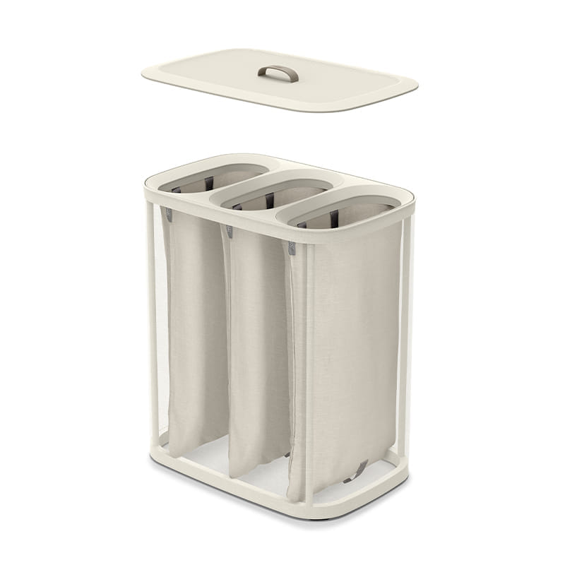 ตะกร้าผ้า 3 ช่อง สำหรับแยกประเภทผ้าหรือสีผ้า Joseph Joseph รุ่น Tota สี Ecru ความจุ 90L N50021