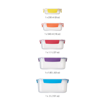 ชุดกล่องเก็บอาหาร 5 ชิ้น 5 ไซซ์ Joseph Joseph รุ่น Nest เก็บซ้อนกันได้ คละสี N81081_2